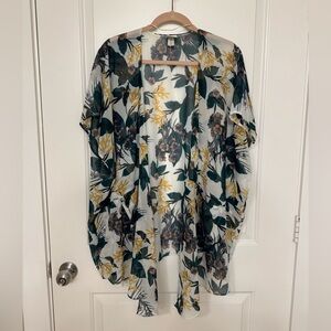 Sonoma Leaf Print Sheer Kimono